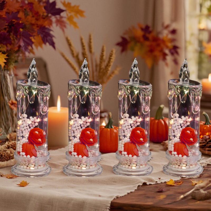 A set of 4 LED crystal candle lights