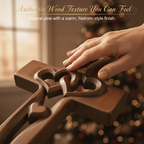 Hand-Carved Intertwined Hearts Wooden Cross