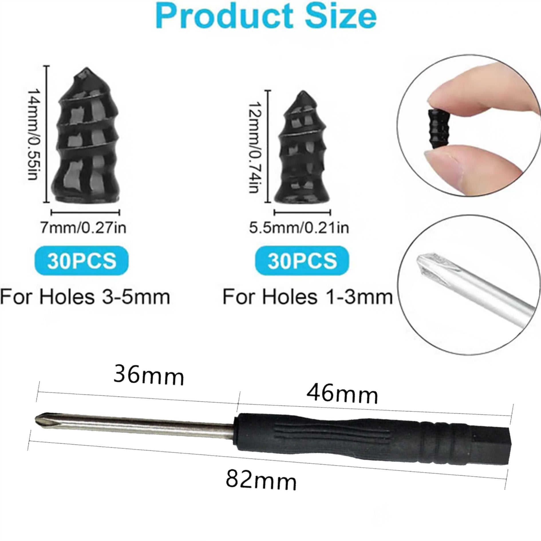 Tire Repair Rubber Nails Kit with 2 Sizes