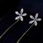 S - Shiny Diamond Flower Earring Tassel
