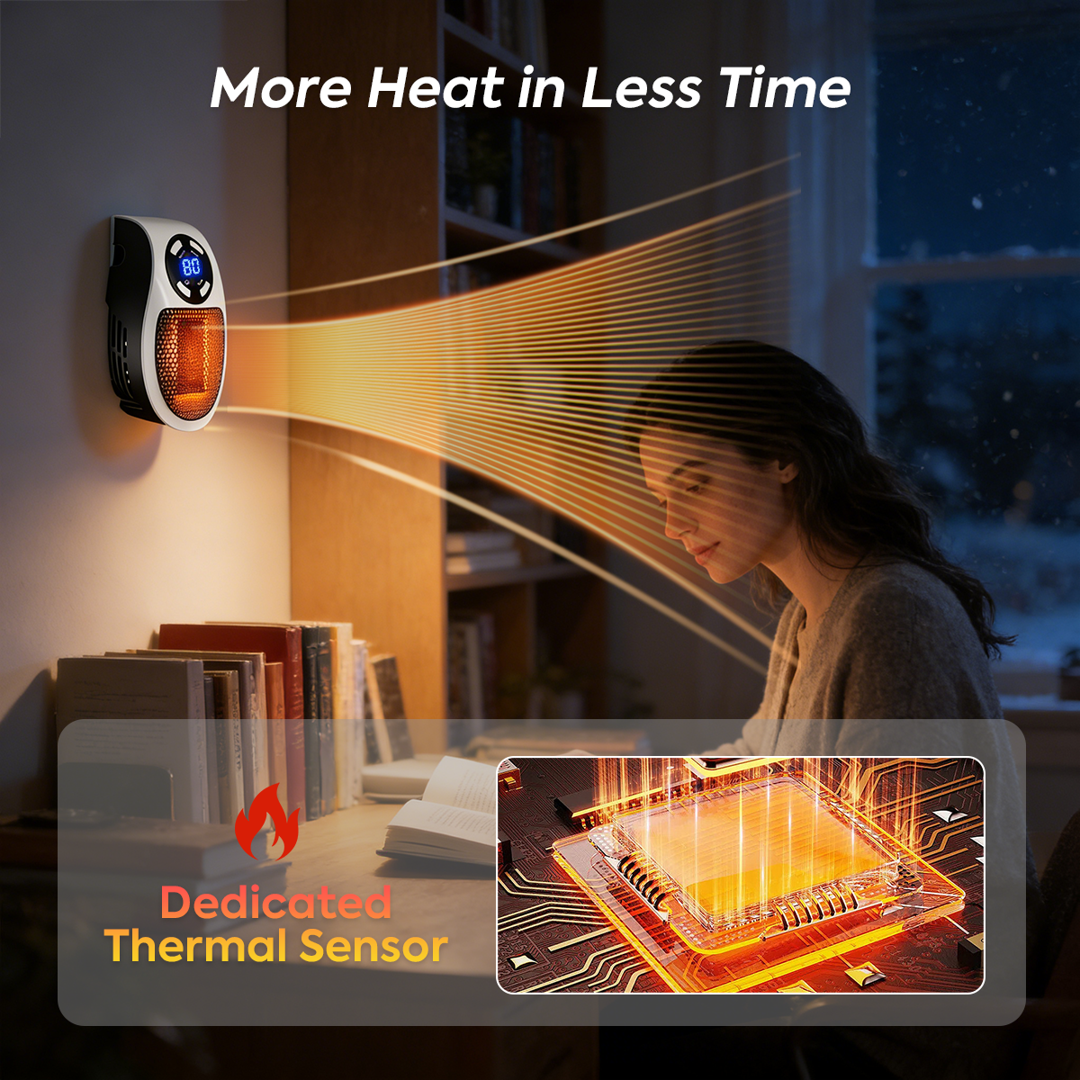 Wall Outlet Space Heater with LED Display