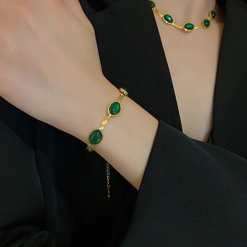 Ultimate Elegance--Jade bracelet, earrings and necklace set