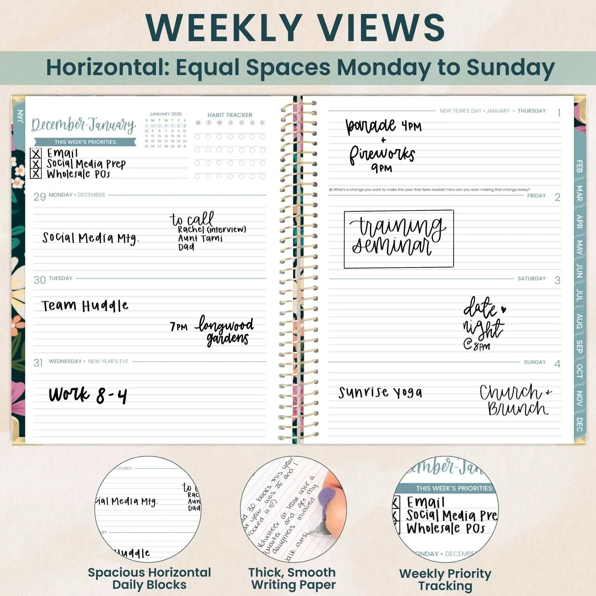 Hard Cover Planner, 8.5" x 11", Blooming Wildly