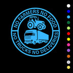 No Farmers No Food No Trucks No Deliveries Vinyl Sticker – 140mm Decal