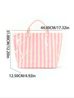 Lightweight Striped Tote Bag Large Capacity Travel & Beach Carryall