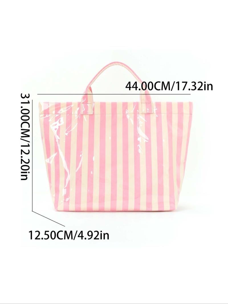 Lightweight Striped Tote Bag Large Capacity Travel & Beach Carryall
