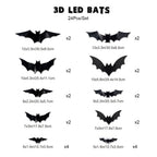 Halloween Bats Wall Decor with Lights – 3D Spooky Stickers for Home