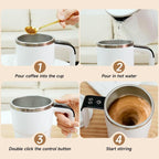 Electric coffee mug with a built-in LCD thermometer, perfect for brewing coffee, milk, cocoa, etc