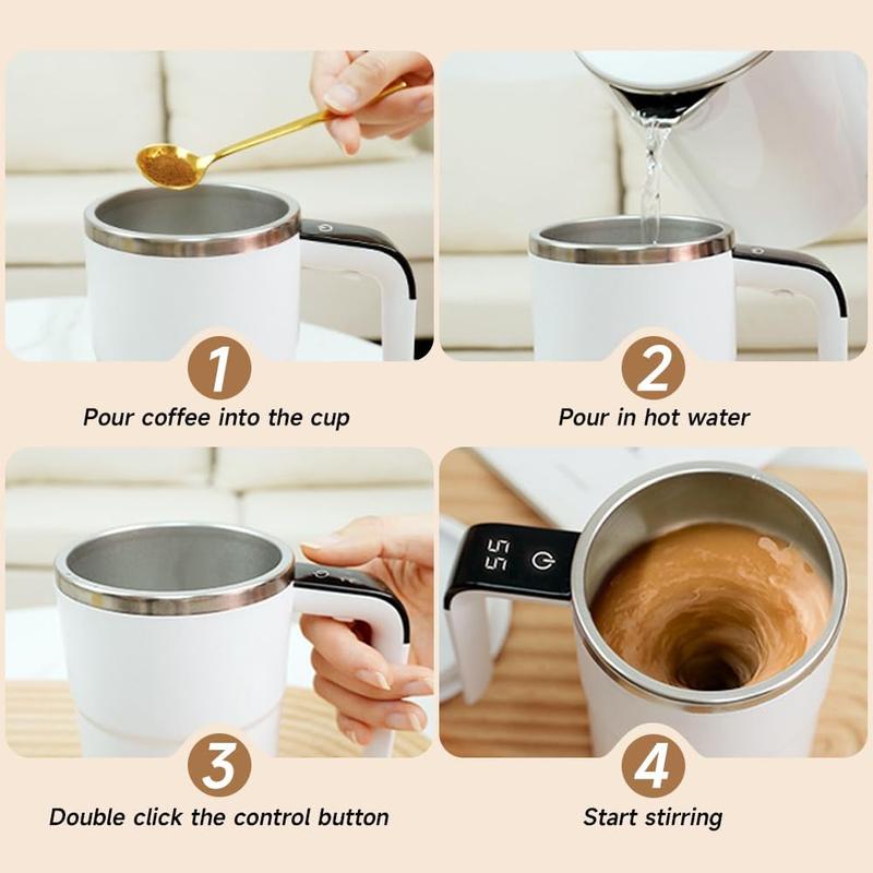 Electric coffee mug with a built-in LCD thermometer, perfect for brewing coffee, milk, cocoa, etc
