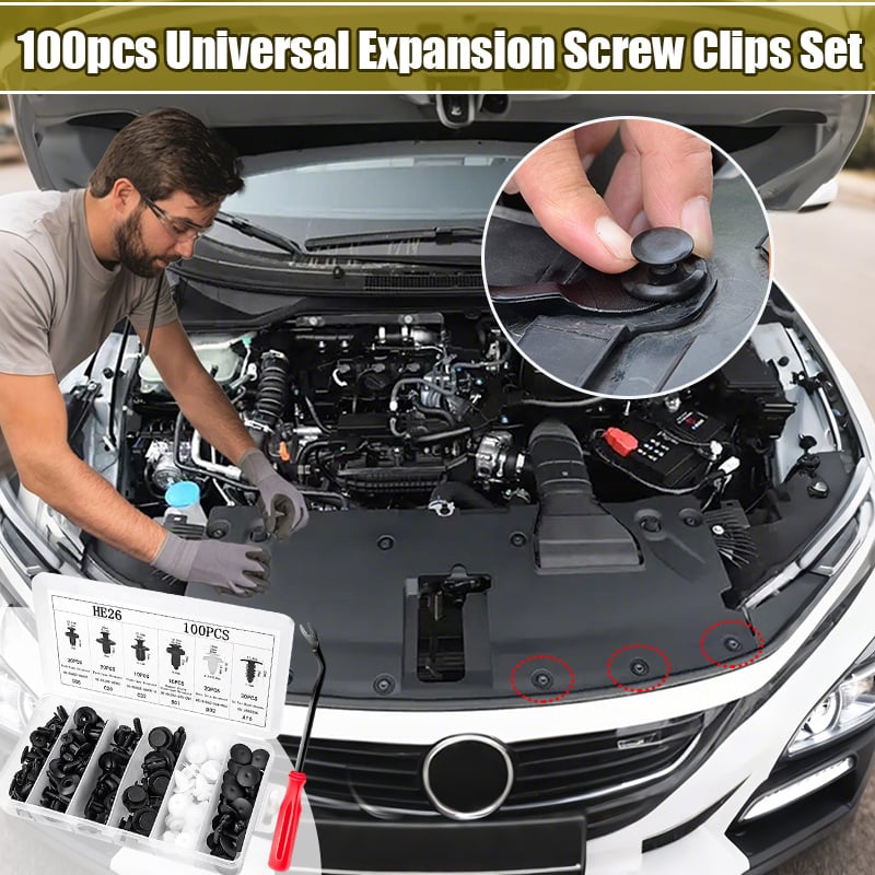100pcs Universal Expansion Screw Clips Set– Suitable For Car Mudguards, Door Panels, C05 C20 C32 B01 D02 A16 automotive parts