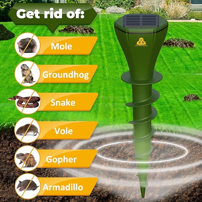 Spring Sale Solar Powered Waterproof Screw Mole Repellent