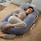 Pregnancy Pillow J-Shaped Full Body Pregnancy Support Pillow – 57″ Removable Cover, Back, Belly, Legs Support, Grey™