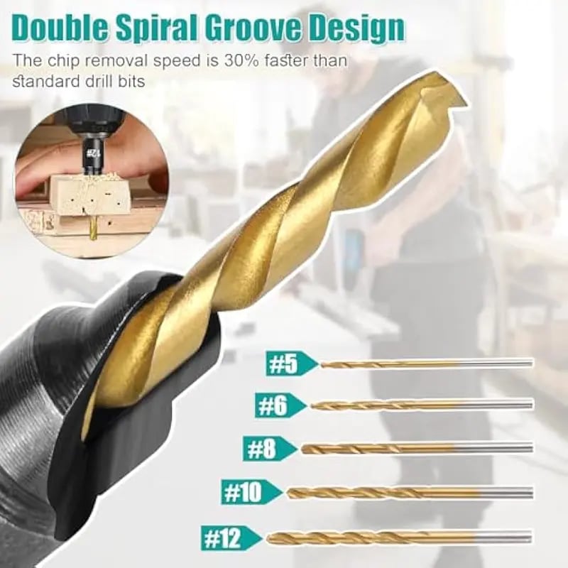 5PCS Countersink Drill Bit Set – Precision Drilling for Perfect Screw Holes