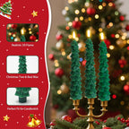 LED Green Tree Taper Candle Stick Set