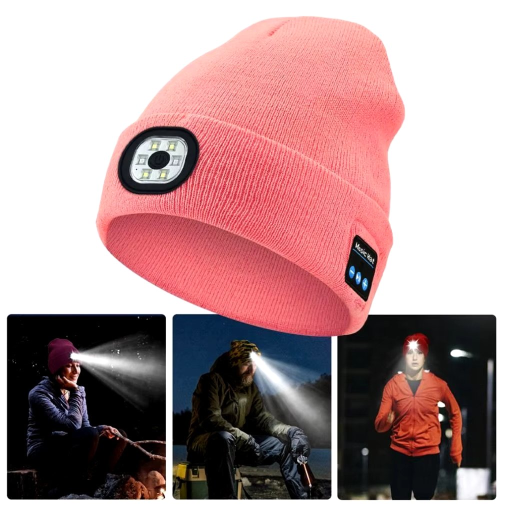 Winter— Gift Bluetooth Beanie with LED Headlight and Removable Speakers