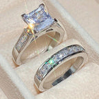 2-Piece Set Fashion Sparkling Cubic Zirconia Rings