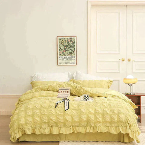 [Excellent Value] Icy Seersucker Summer Cool Quilt Lace 4-piece Set