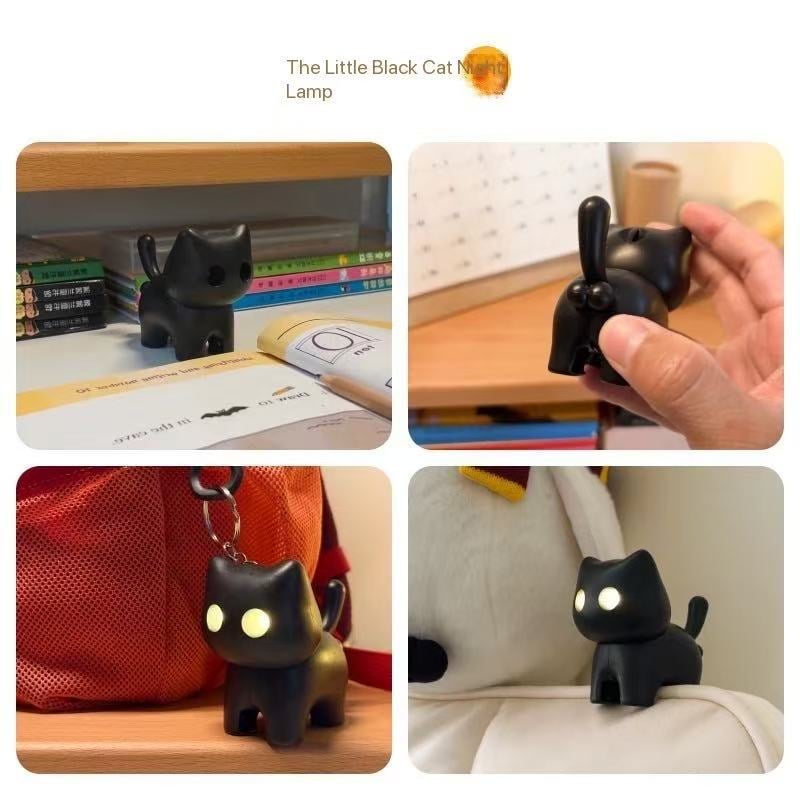 Black Cat Night Light Keychain