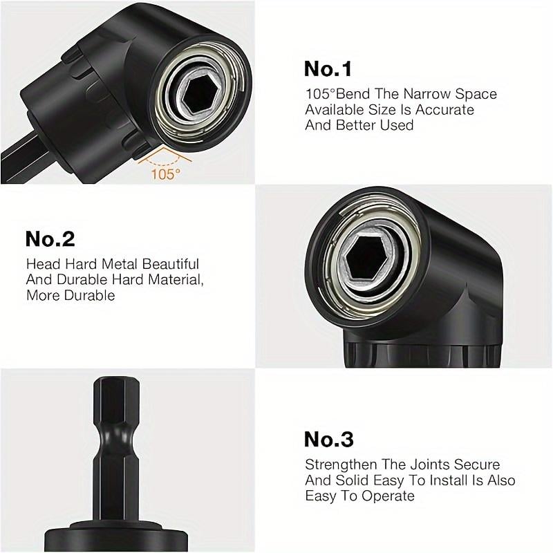 6pcs Right-Angle Drill Bit Accessory Set - Easy to Install & Wide Compatibility