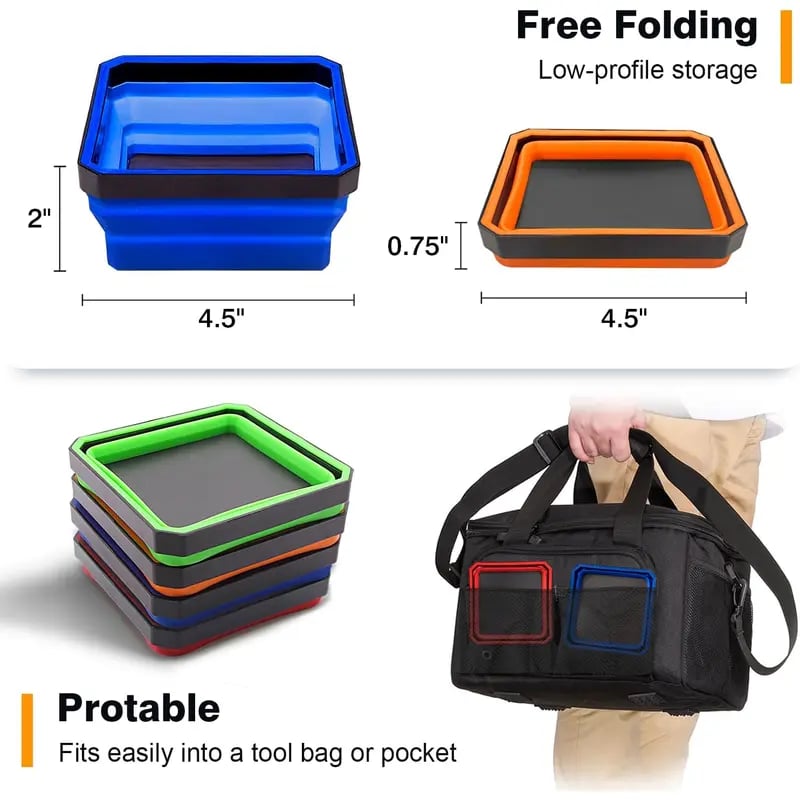 Upgrade Collapsible Magnetic Parts Tray – Organize Small Tools & Parts