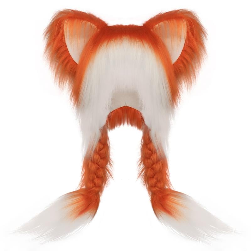 Soft Furry Animal Ear Hat with Braids