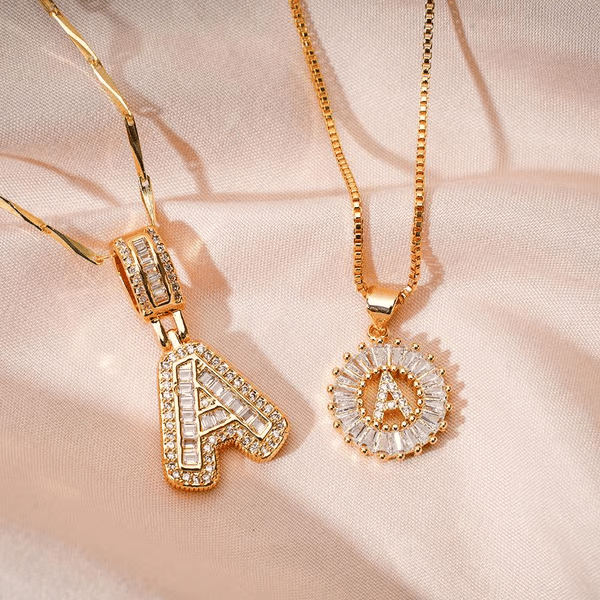 Initial Letter Pendant Necklaces - 2 Pack