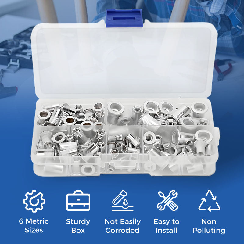 Hot Promotion Flat Head Threaded Insert Nut Rivet Nuts Set
