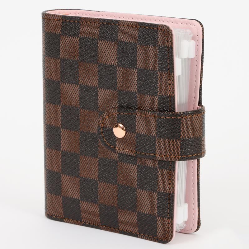 Checkered Pocket A7 Budget Mini Binder Wallet Planner Notebook with Money Stuffing Zip Envelopes