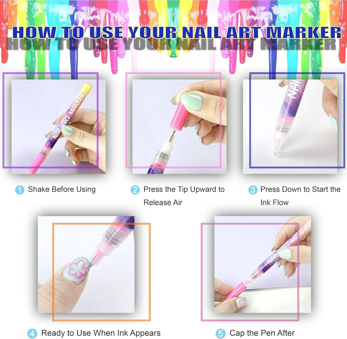 12 Colors Nail Art Pens Set