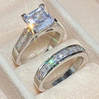 2-Piece Set Fashion Sparkling Cubic Zirconia Rings