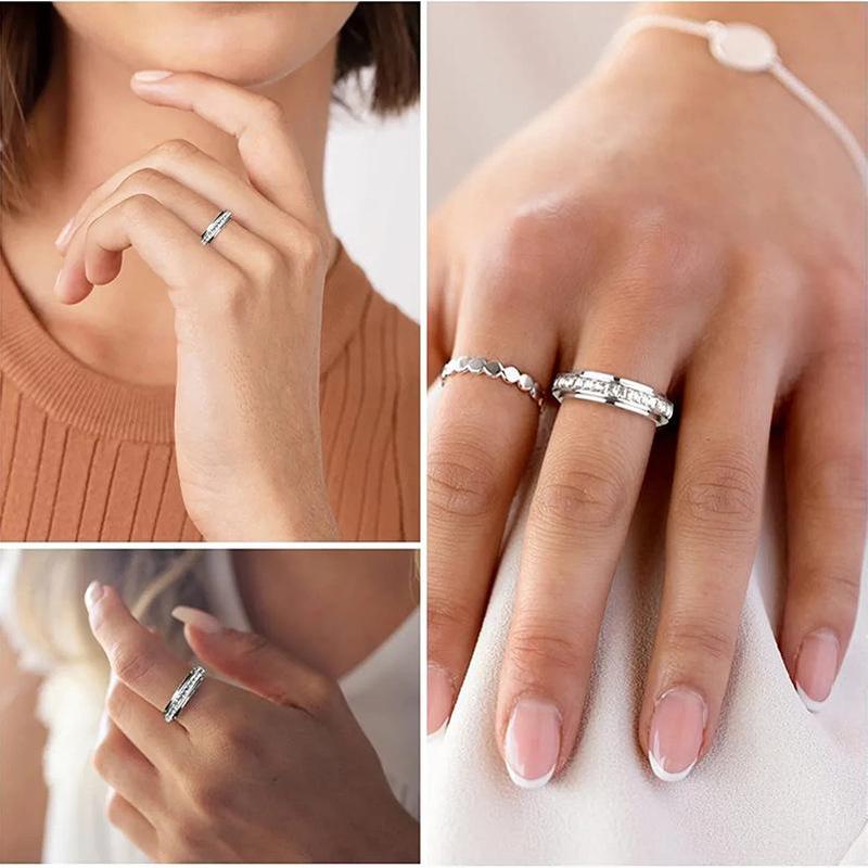 Sparkling Spinning Ring, Relieves Anxiety, Symbolizes Vows & Luck, Waterproof & Fade-Resistant