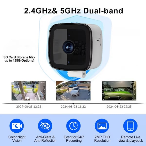 Crystal-clear security 2K camera Color Night Vision 24/7 Recording & Smart Alerts Easy Install