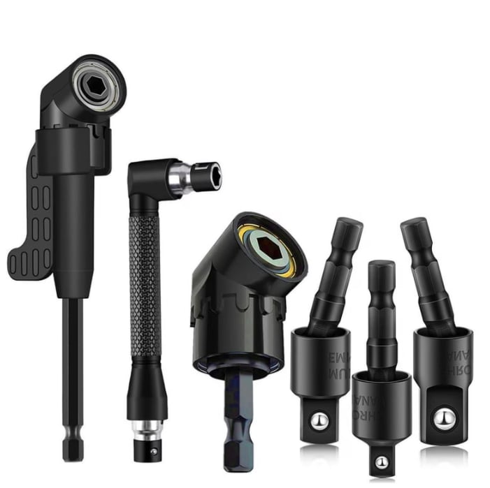 6PCS Right Angle Drill Attachment Set with 105° Angle Drill Adapter and Impact Grade Socket Adapter