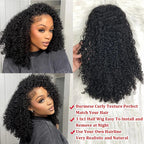 Glueless Kinky Curly Human Hair Half Wig
