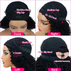 Glueless Kinky Curly Human Hair Half Wig