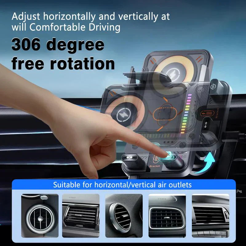 NOW! 2-in-1 Car Phone Holder & Wireless Charger – 360° Rotation, Strong Grip & Fast Charging