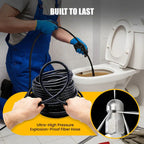 5800 PSI sewer cleaning kit – Rotating nozzle and reinforced hose for unclogging pipes
