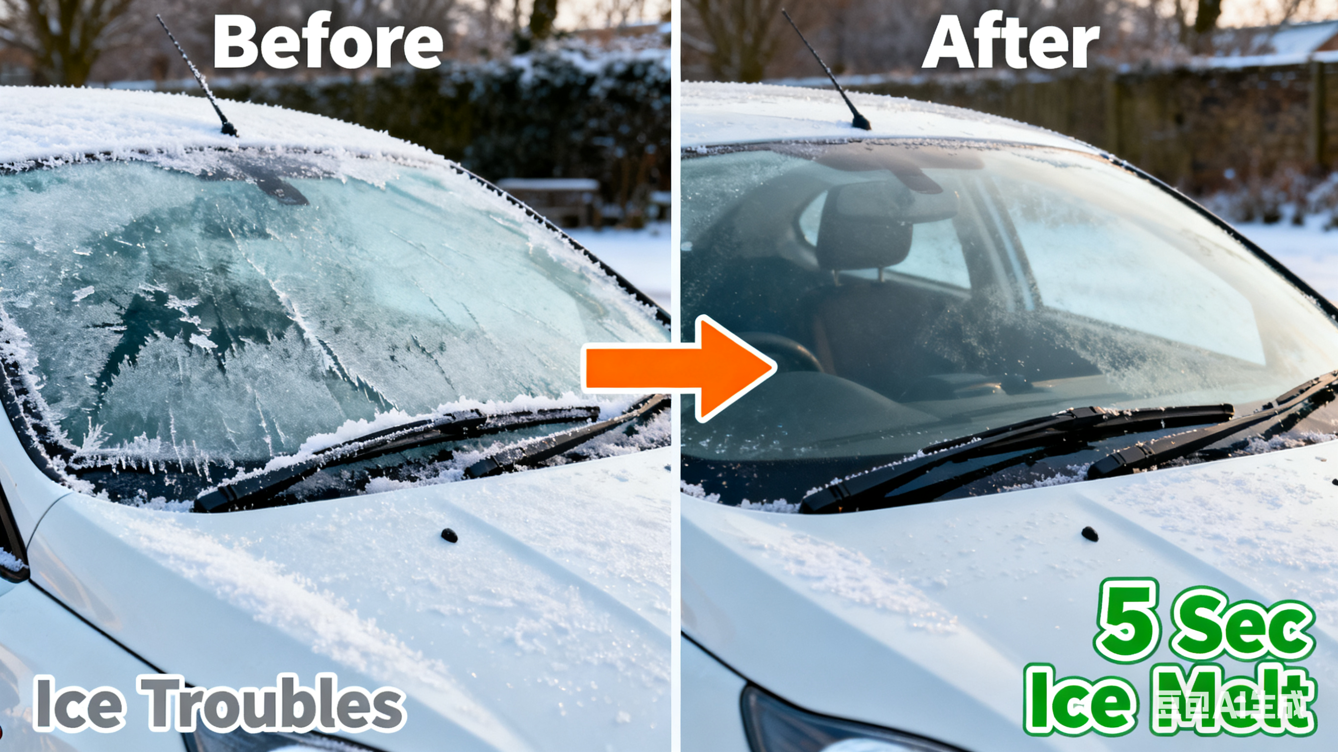 45℃ Ultra-Fast Ice Melting, Non-Toxic Windshield Defroster Multi-Use for Windows/Headlights/Doors