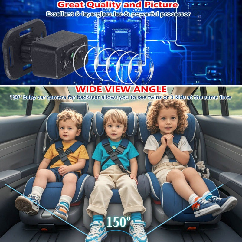 【Baby Car Mirror】 Rear Seat Infant Monitor with 1080P Crystal-Clear View & 360° Rotation | Easy Plug & Play Installation, Wide-Angle Safety Mirror for Parents