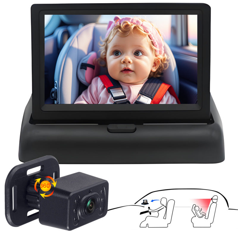 【Baby Car Mirror】 Rear Seat Infant Monitor with 1080P Crystal-Clear View & 360° Rotation | Easy Plug & Play Installation, Wide-Angle Safety Mirror for Parents