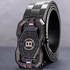 Leather belt for men with elegant crocodile leather pattern, with automatic buckle and made of cowhide
