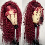 Burgundy 99J Deep Wave Lace Front Wig