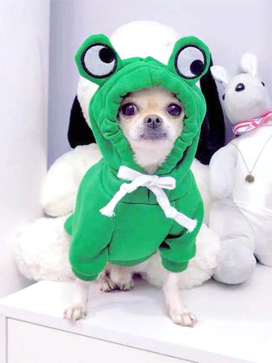 Cozy Frog Fleece Dog Hoodie
