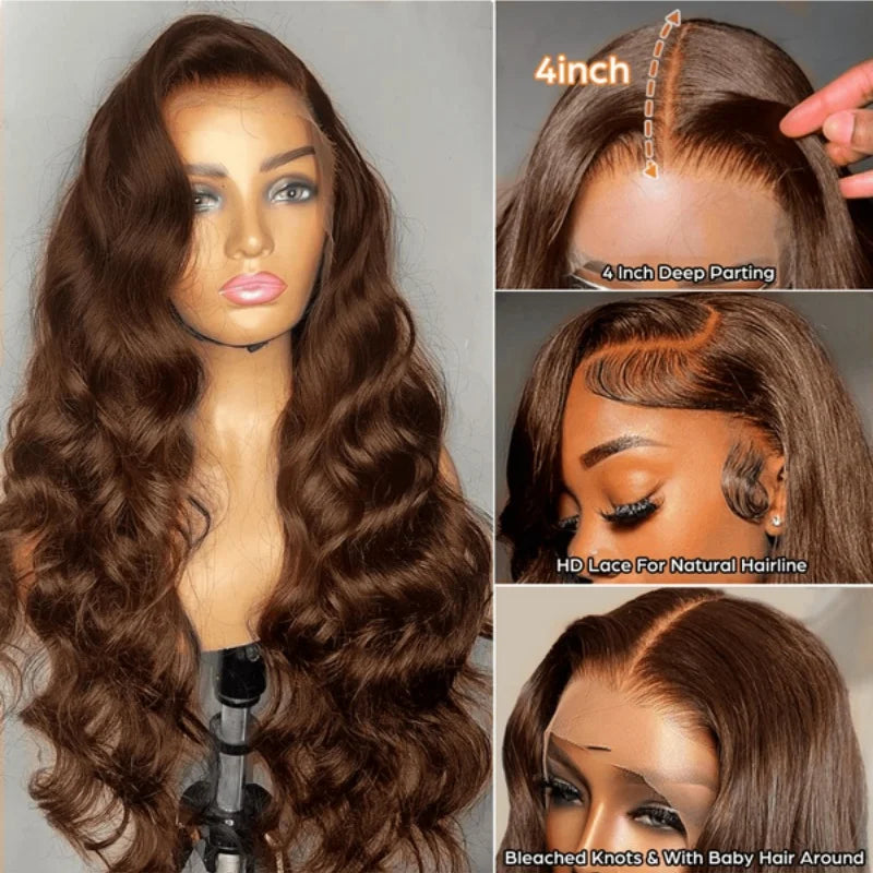 Chocolate Brown HD Lace Body Wave Wig