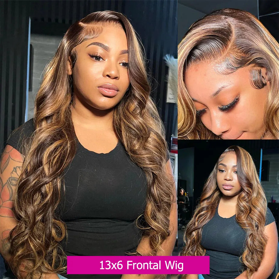 P4/27 Honey Blonde Highlight Body Wave Wig