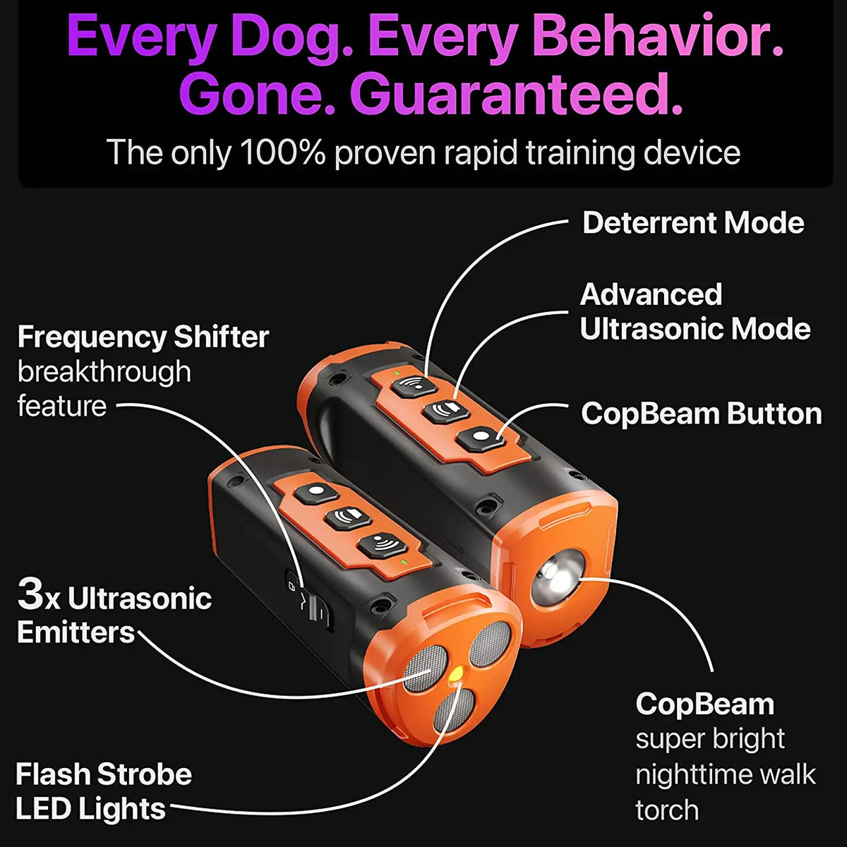 Triple-Emitter Ultrasonic Dog Bark Deterrent
