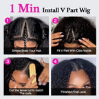 Kinky Straight Glueless V-Part Human Hair Wig