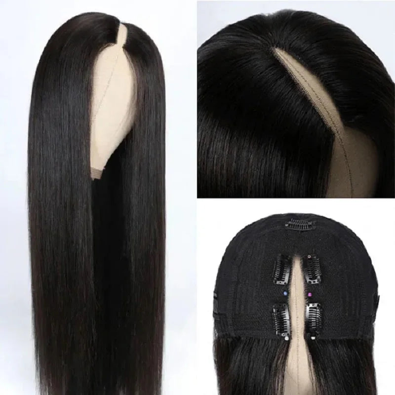 Glueless Straight V-Part Human Hair Wig