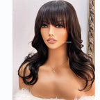 Body Wave Wig with Bangs, Silk Base Closure