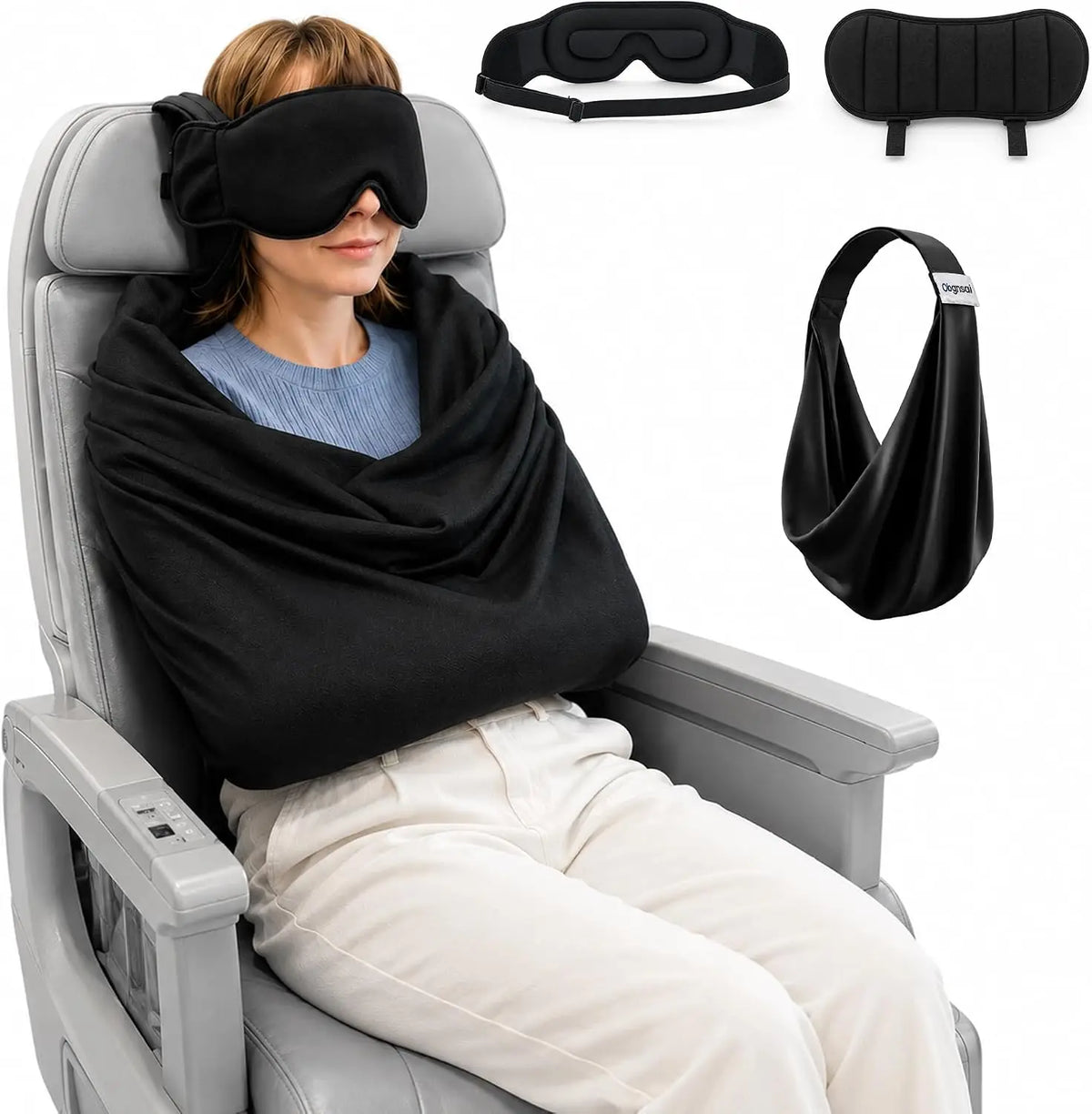 SleepCloud 3-in-1 Travel Sleep Set — Eye Mask + Head Support + Wrap